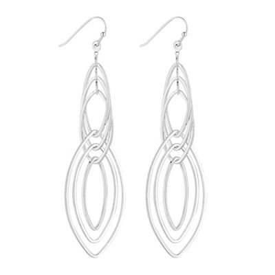 Silver layered oval earring